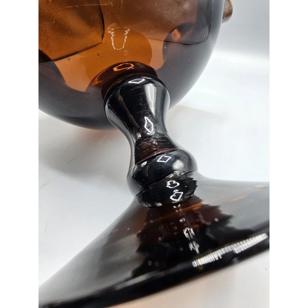 Vintage‎ Large Rootbeer Glass Compote Vase Ruffled Edges Large 9